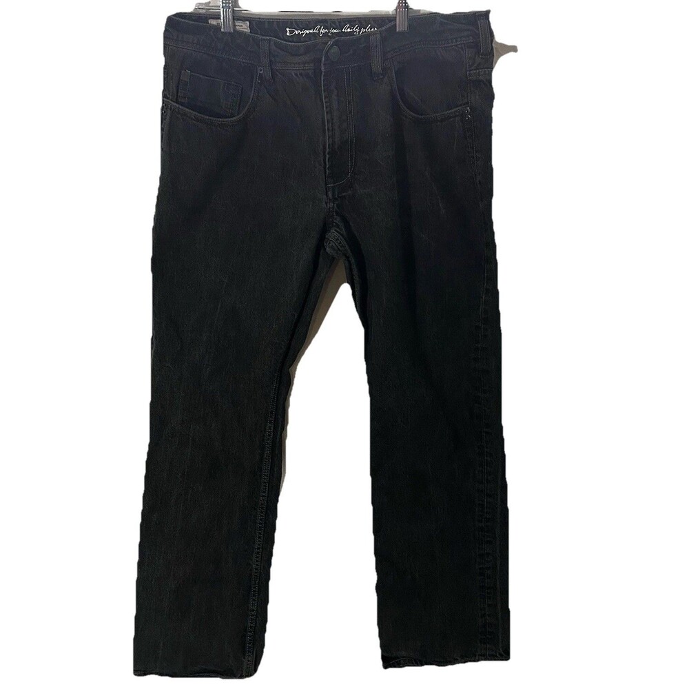 Buffalo Mens Black Jeans Slim Straight Mid Rise 5 Pocket Denim